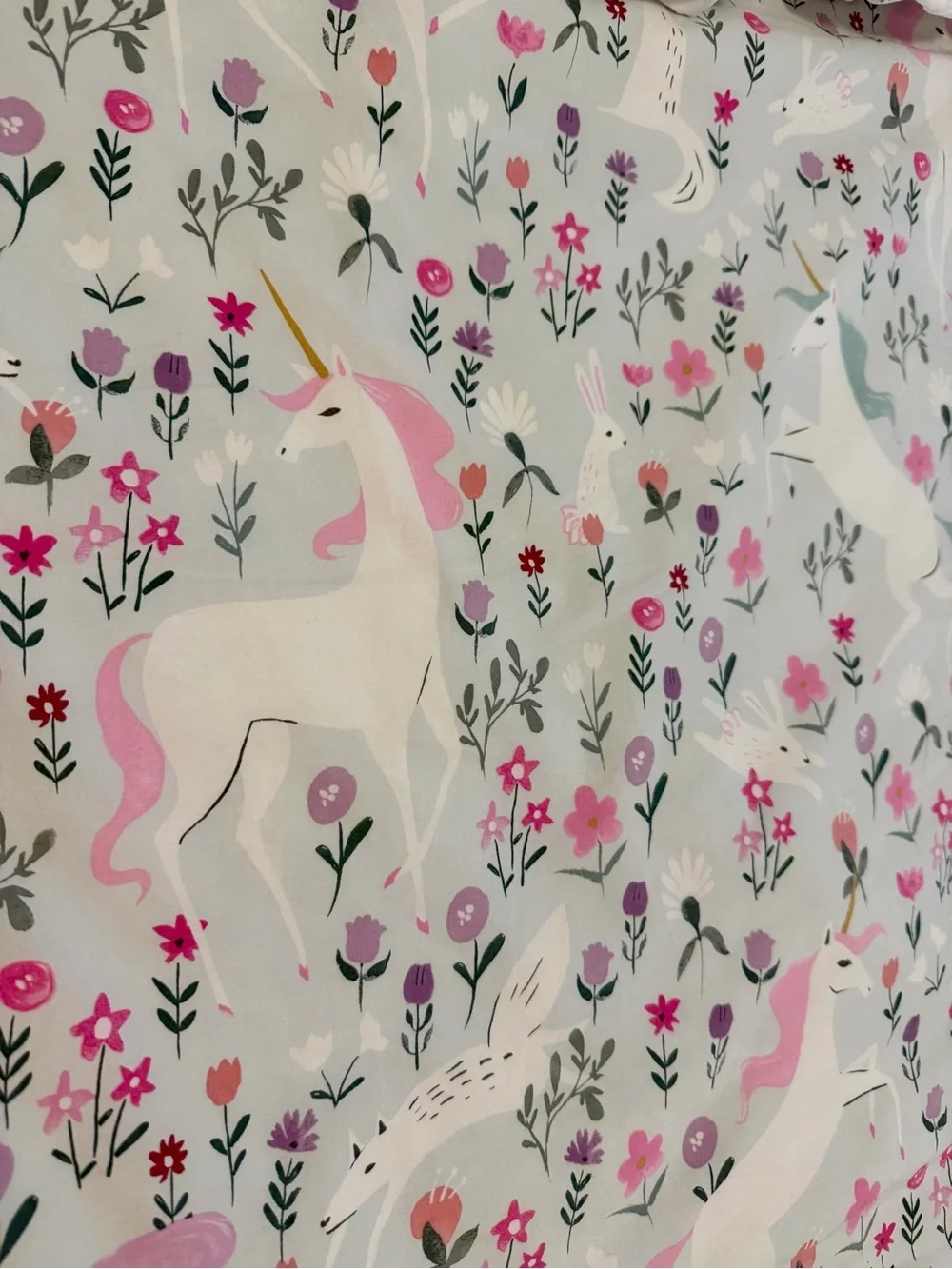 Pottery Barn Kids Mystical Unicorn Organic Cotton Full/Queen Duvet Cover Bedding